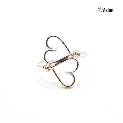 Anillo doble corazón alambre