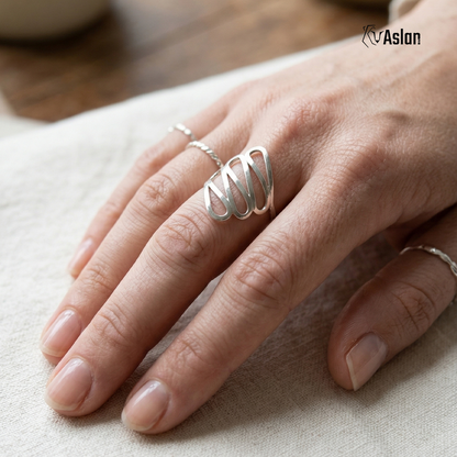 Anillo ondas de plata