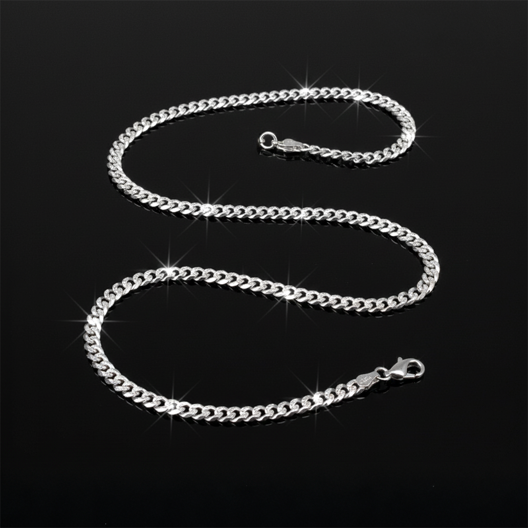 Cadena curb/cubana plata
