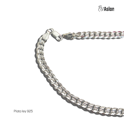 Cadena curb/cubana plata