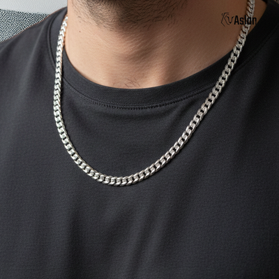 Cadena curb/cubana plata