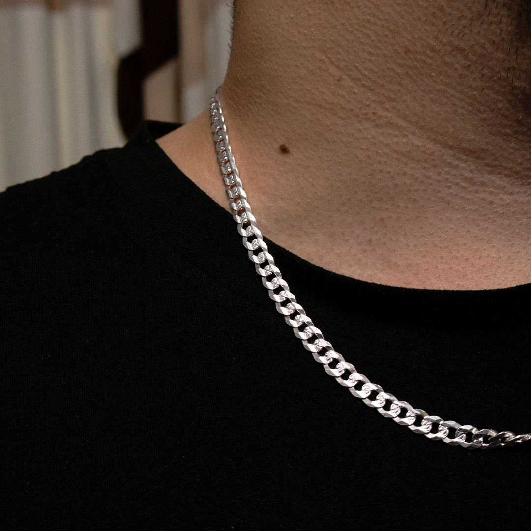 Cadena curb/cubana plata
