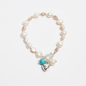 Pulsera perla y turquesa