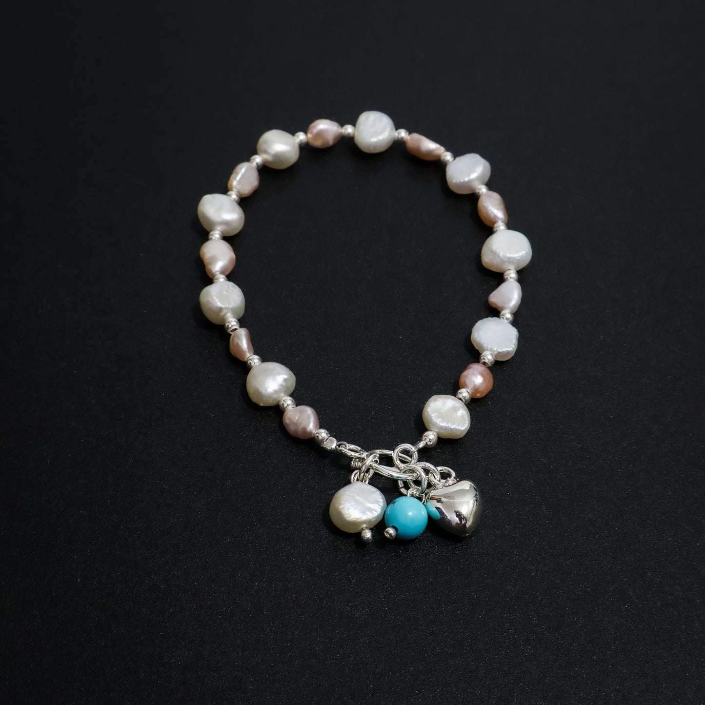 Pulsera perla y turquesa