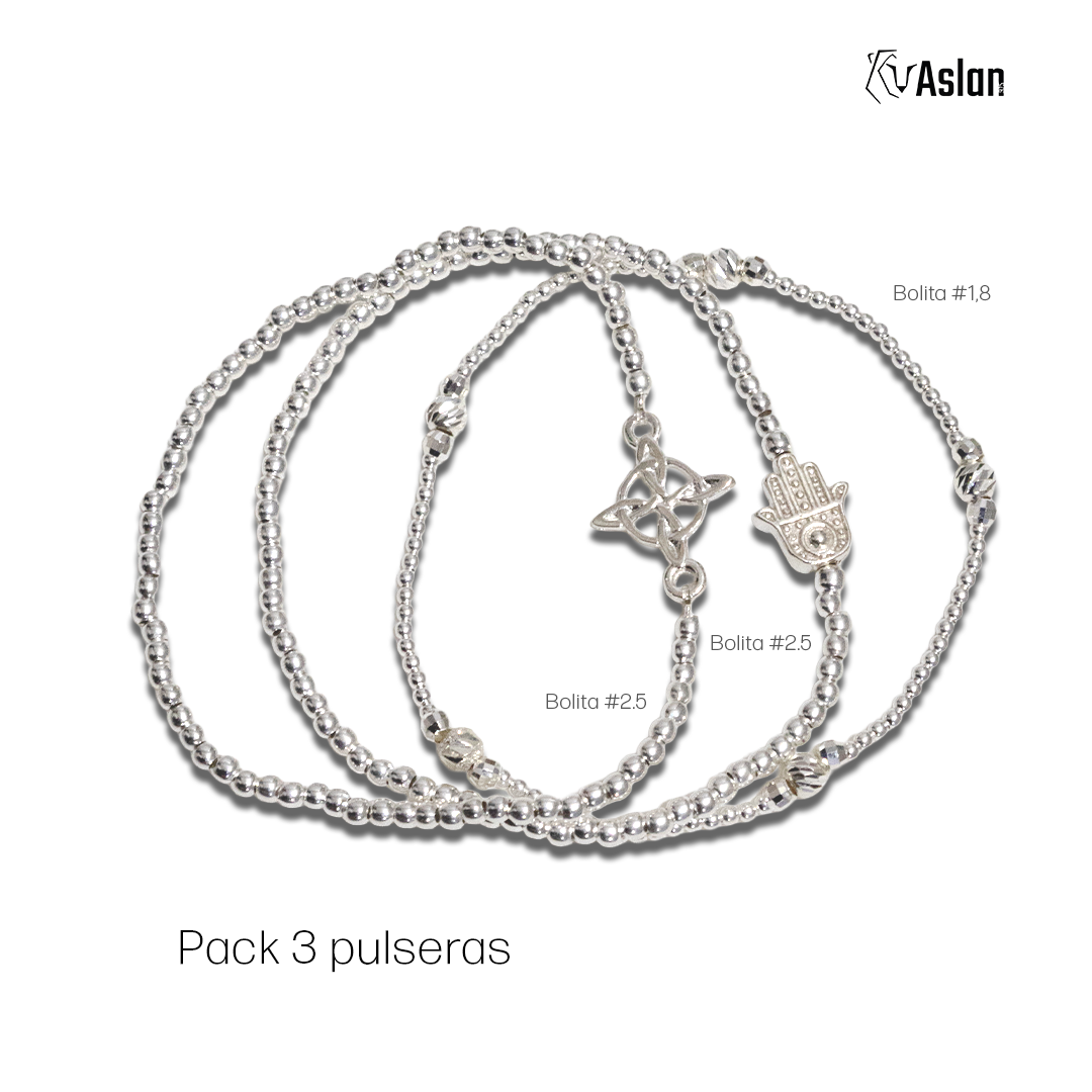 3 pulseras escudo de plata