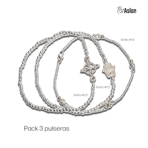 3 pulseras escudo de plata