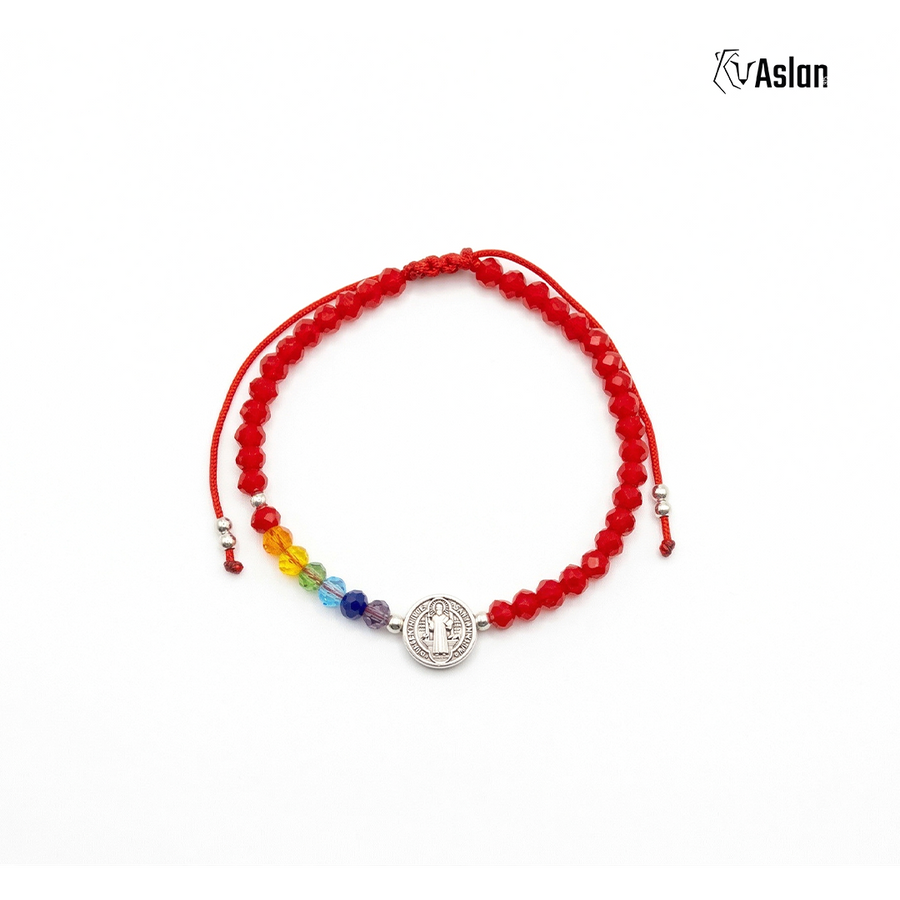 Pulsera San Benito con cristal en plata .925