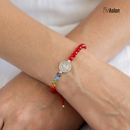 Pulsera San Benito con cristal en plata .925