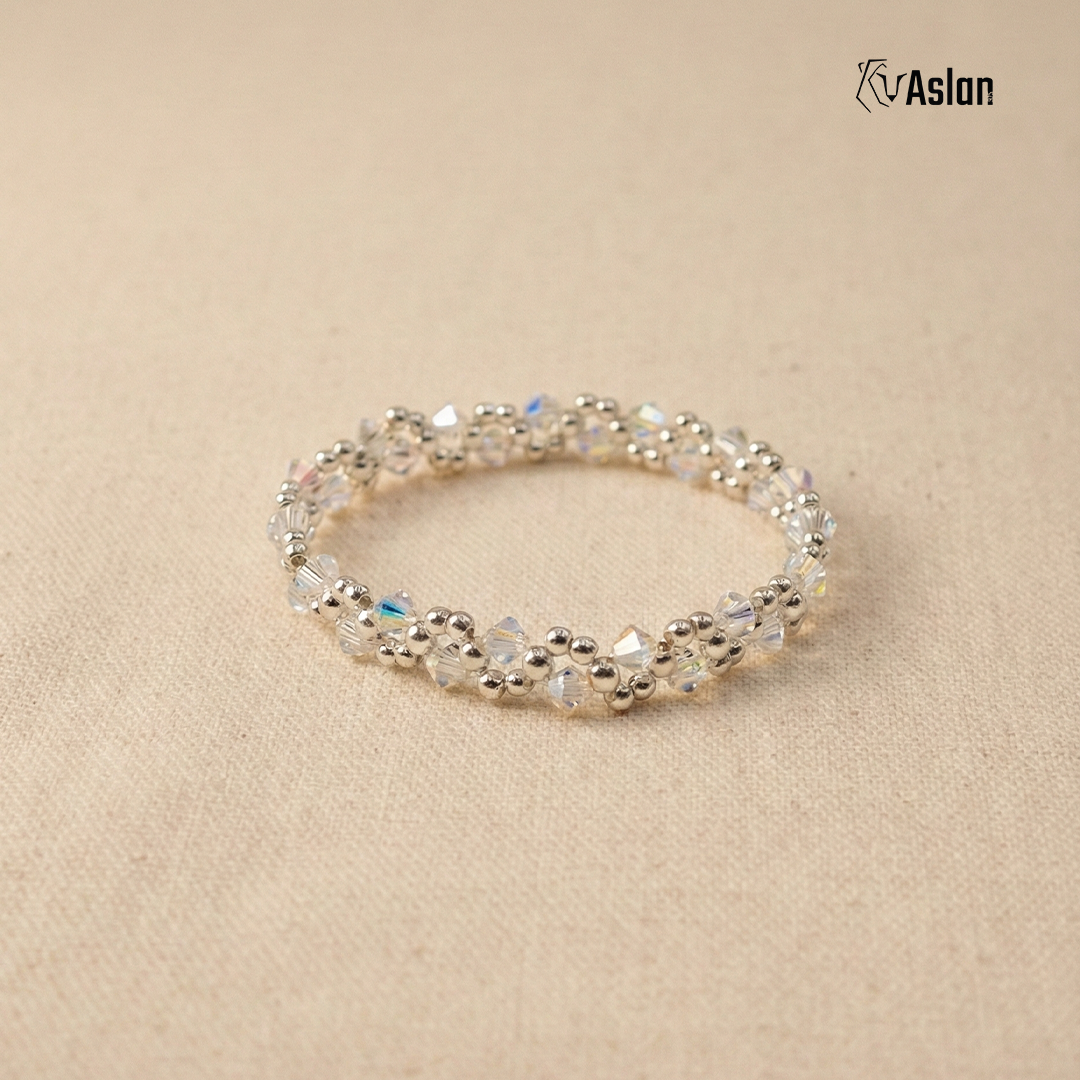 Pulsera Tejida de Plata y Cristal