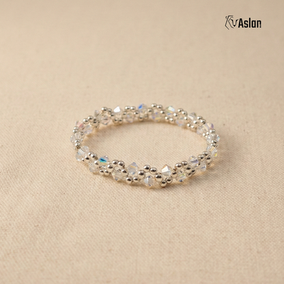 Pulsera Tejida de Plata y Cristal