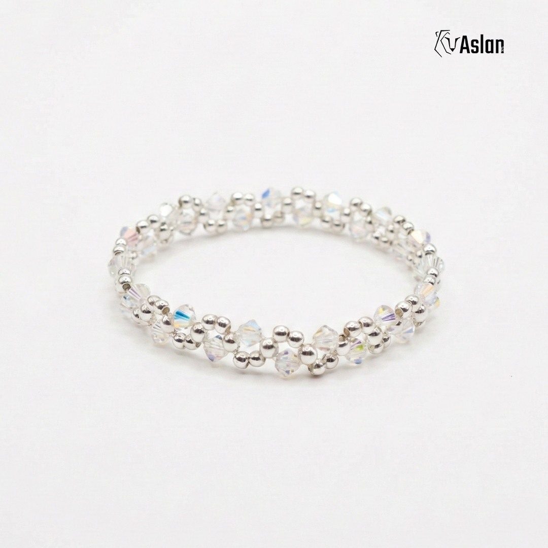 Pulsera Tejida de Plata y Cristal