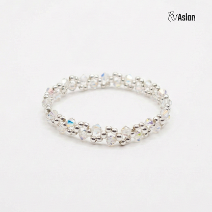 Pulsera Tejida de Plata y Cristal