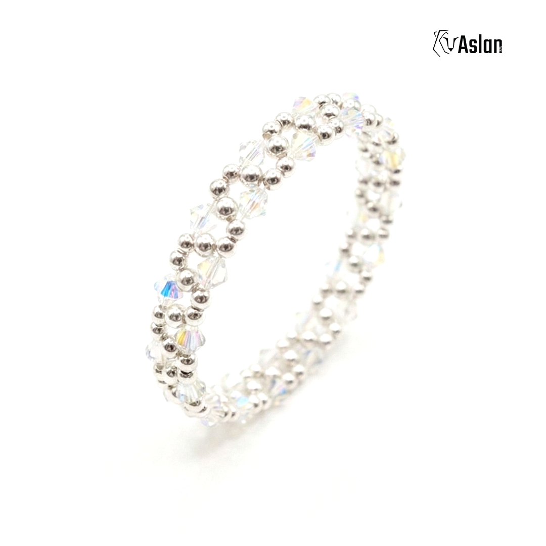 Pulsera Tejida de Plata y Cristal