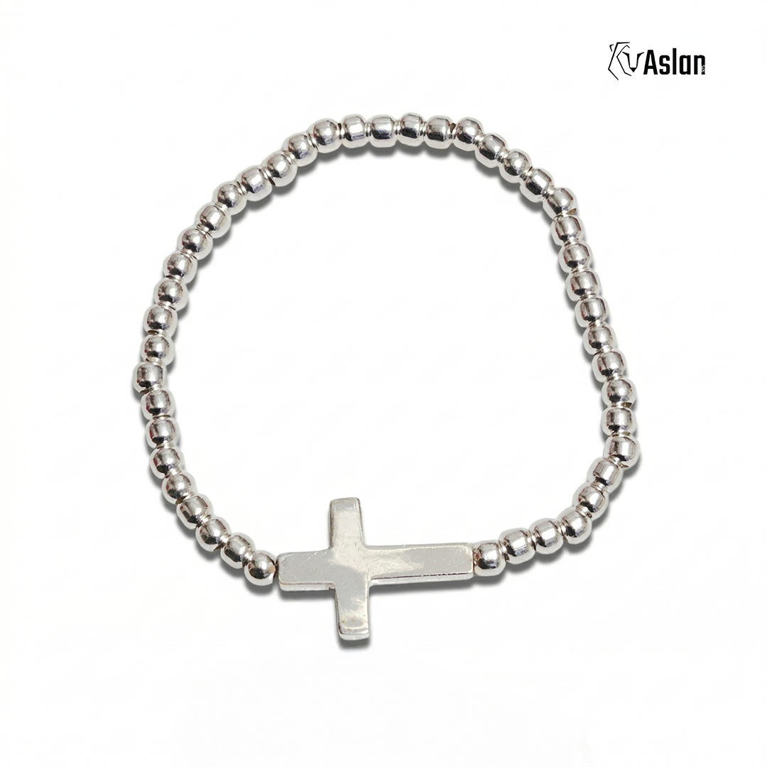 Pulsera cruz de plata tambor