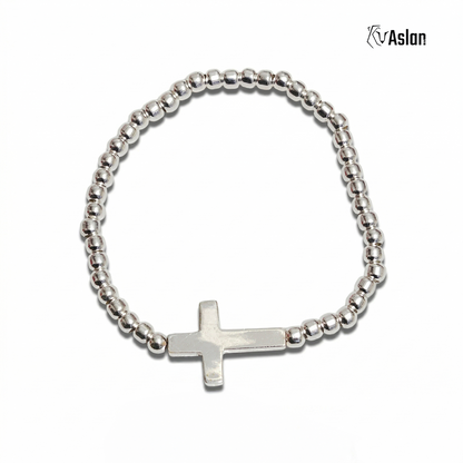 Pulsera cruz de plata tambor
