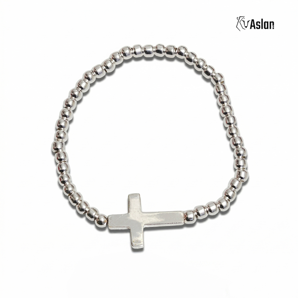 Pulsera cruz de plata tambor