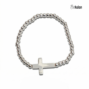 Pulsera cruz de plata tambor