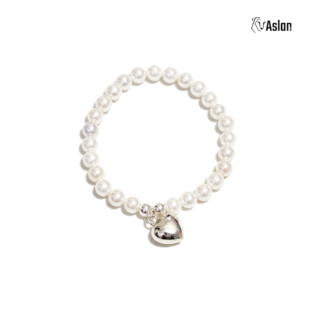 Pulsera corazón perla