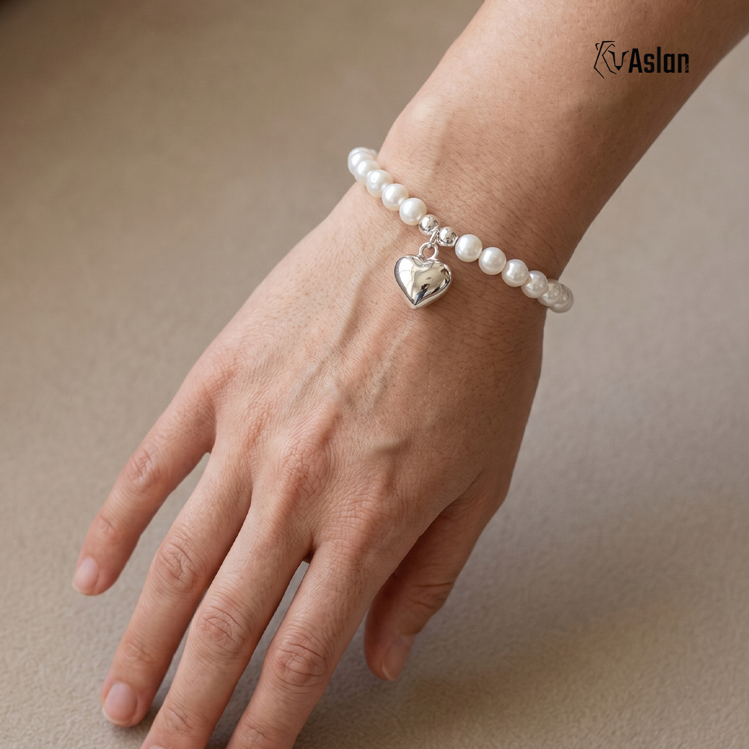 Pulsera corazón perla