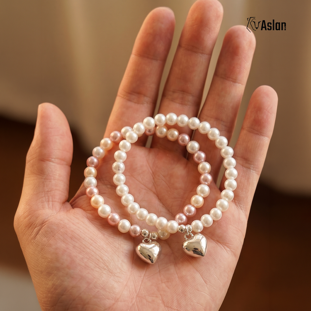 Pulsera corazón perla