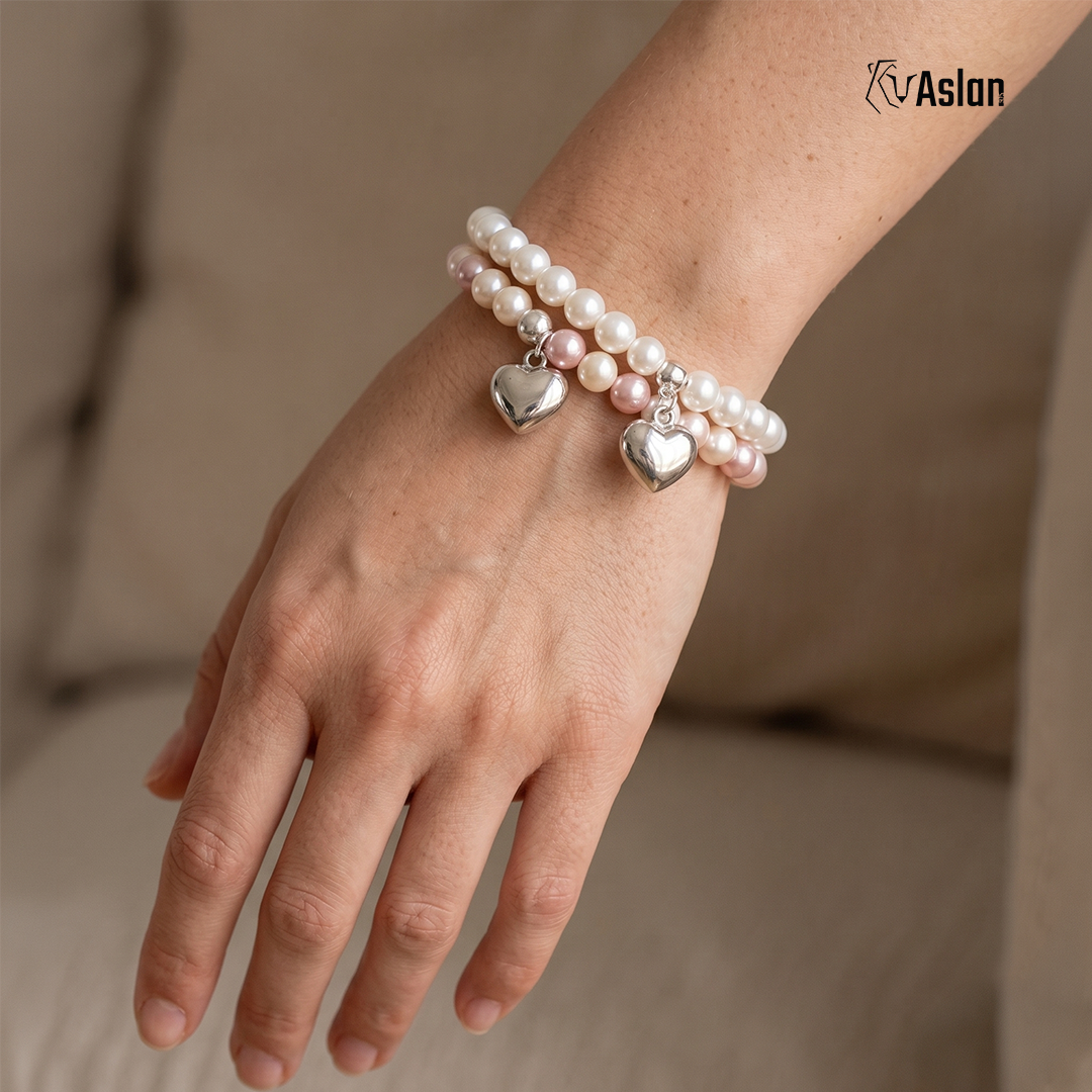 Pulsera corazón perla