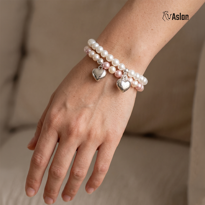 Pulsera corazón perla