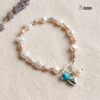 Pulsera perla y turquesa