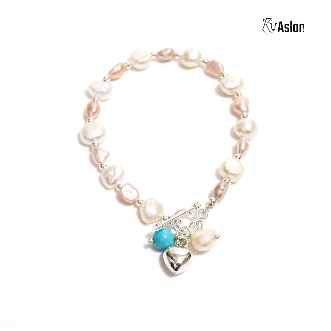 Pulsera perla y turquesa