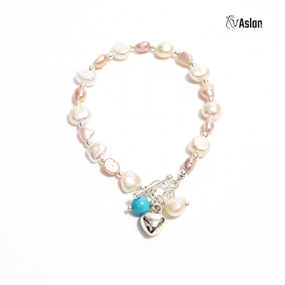Pulsera perla y turquesa