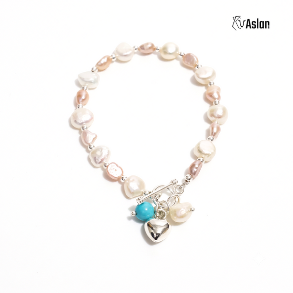 Pulsera perla y turquesa
