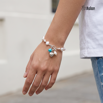 Pulsera perla y turquesa