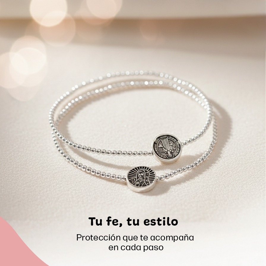 2 Pulseras San Benito y Virgen de Guadalupe