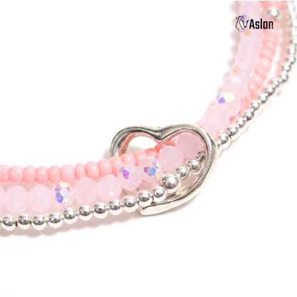 Pulsera triple de corazón pastel