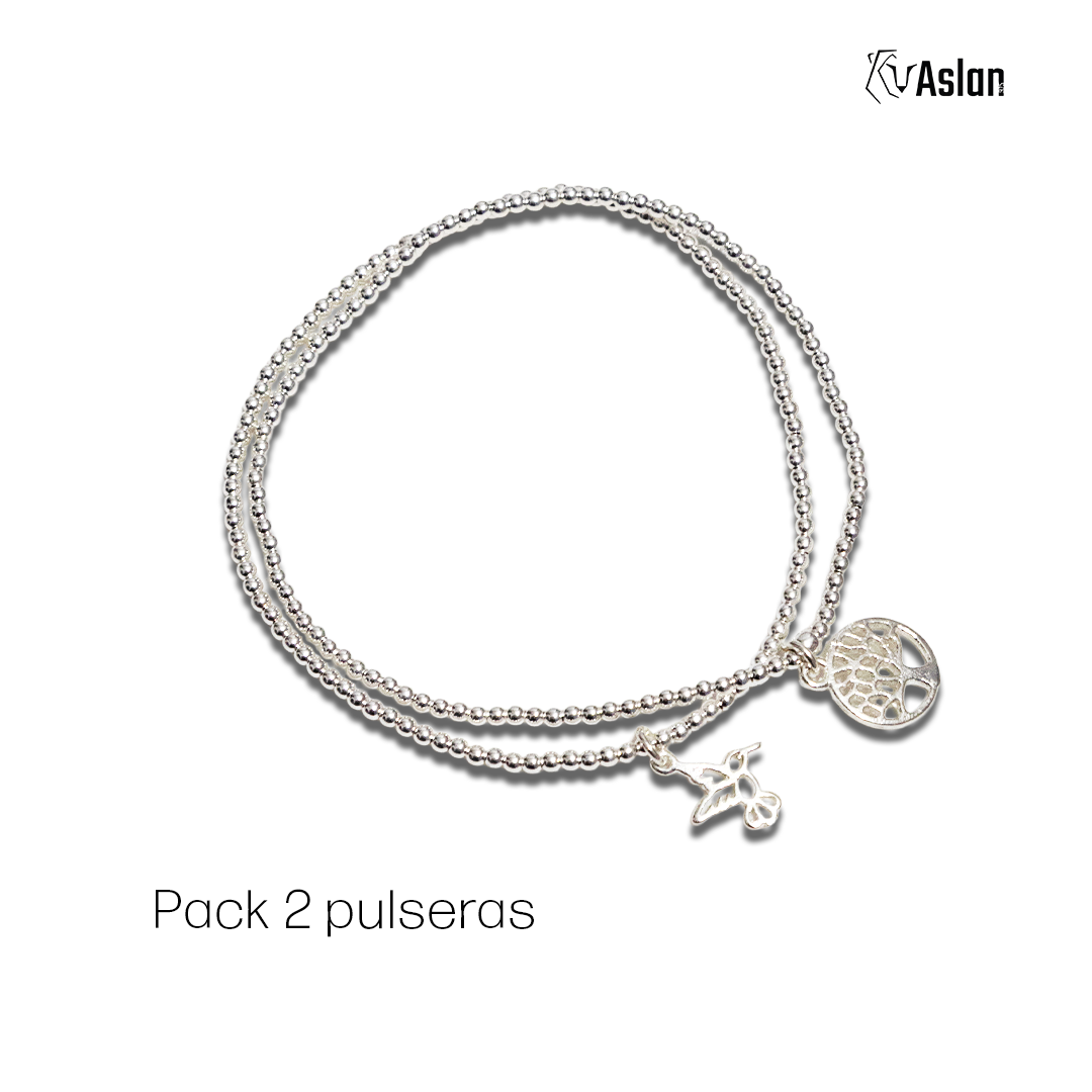 2 Pulseras libélula y árbol de la vida