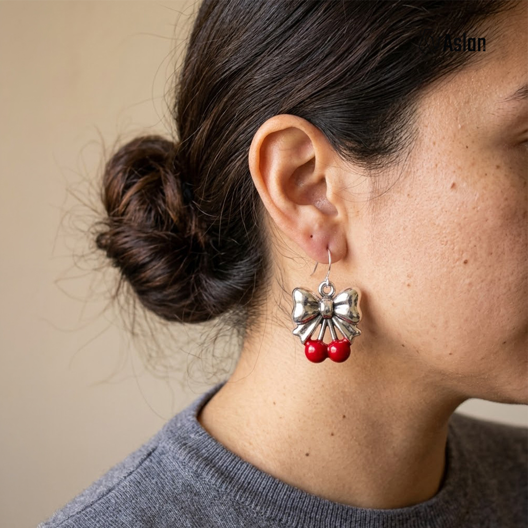 Aretes Moño de Cerezas