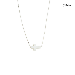 Choker cruz de perla en veneciana