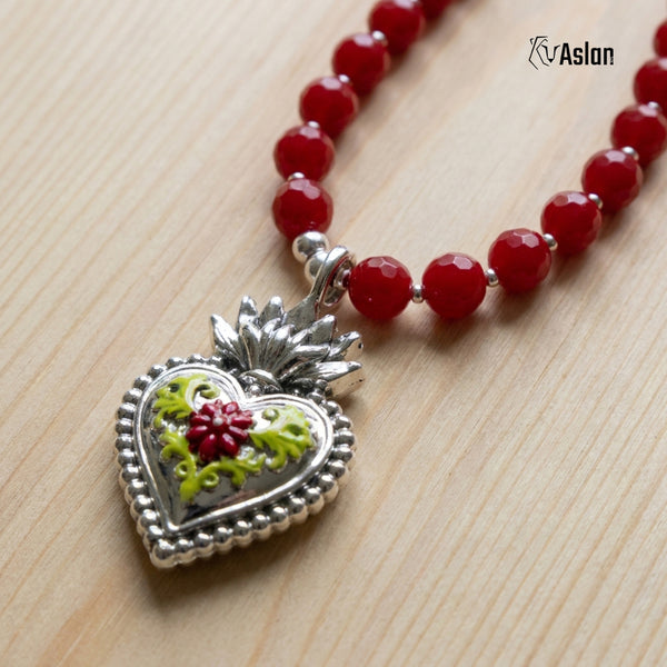 Collar Corazón Milagro Rojo