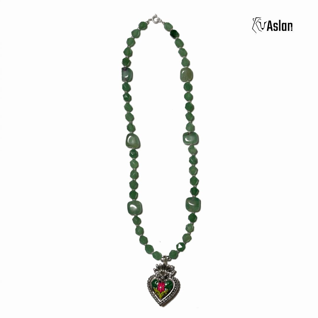 Collar Corazón Milagro Verde