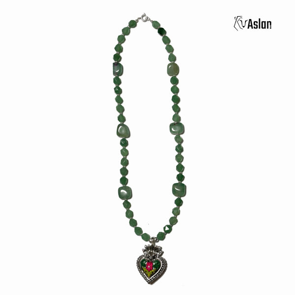 Collar Corazón Milagro Verde