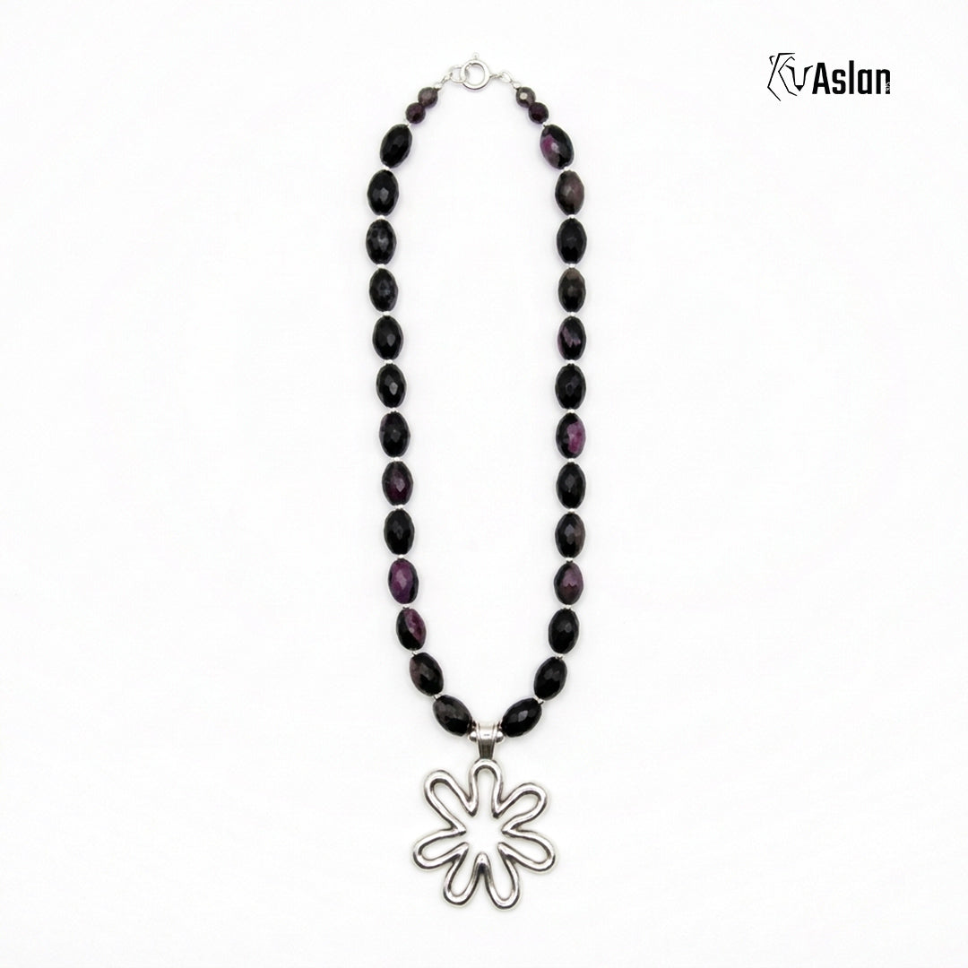 Collar Flor Negro Morado