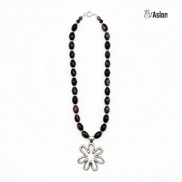 Collar Flor Negro Morado