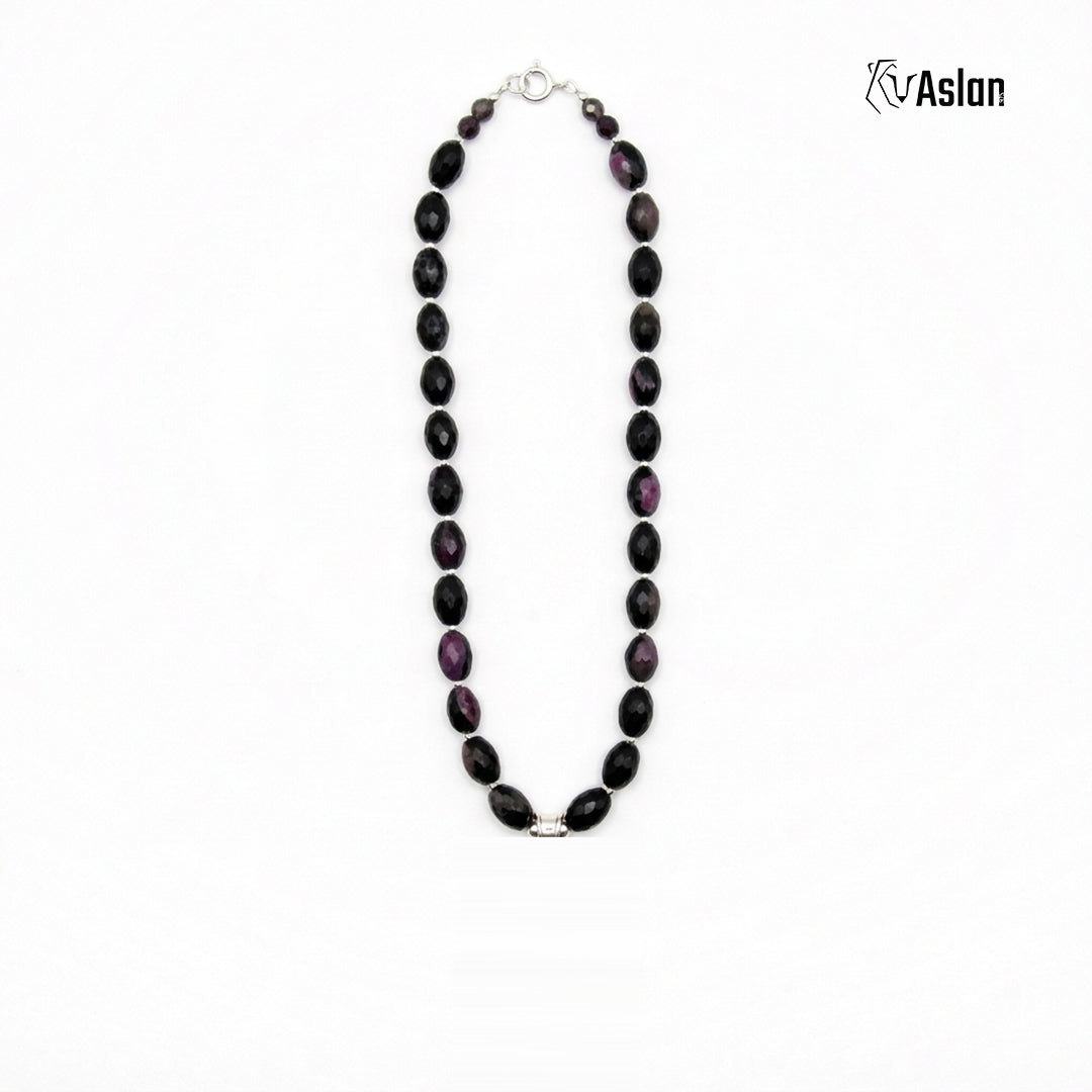 Collar Flor Negro Morado sin dije
