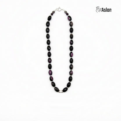 Collar Flor Negro Morado sin dije