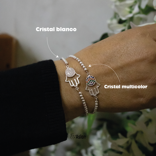 Pulsera mano de Fátima incrustada