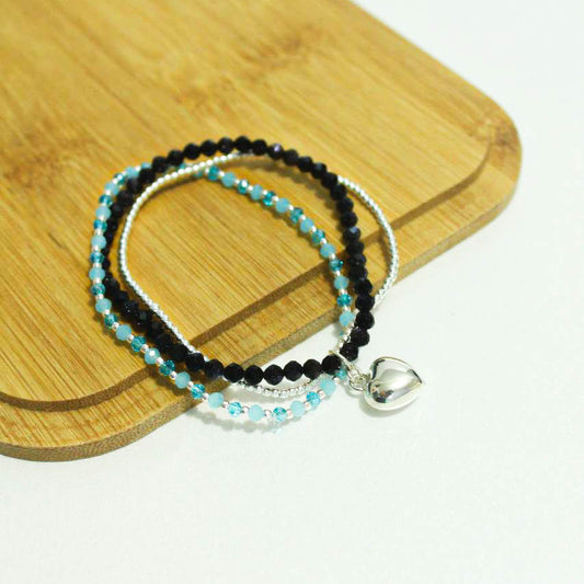 Pulsera aqua de corazón