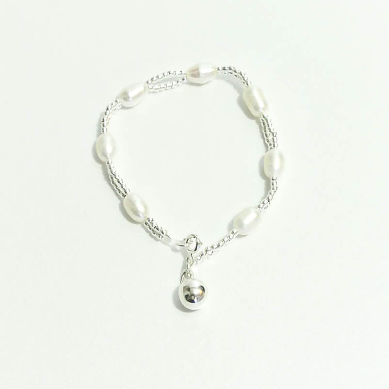 Pulsera perla doble plata