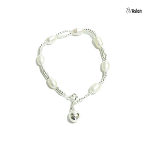 Pulsera perla doble plata